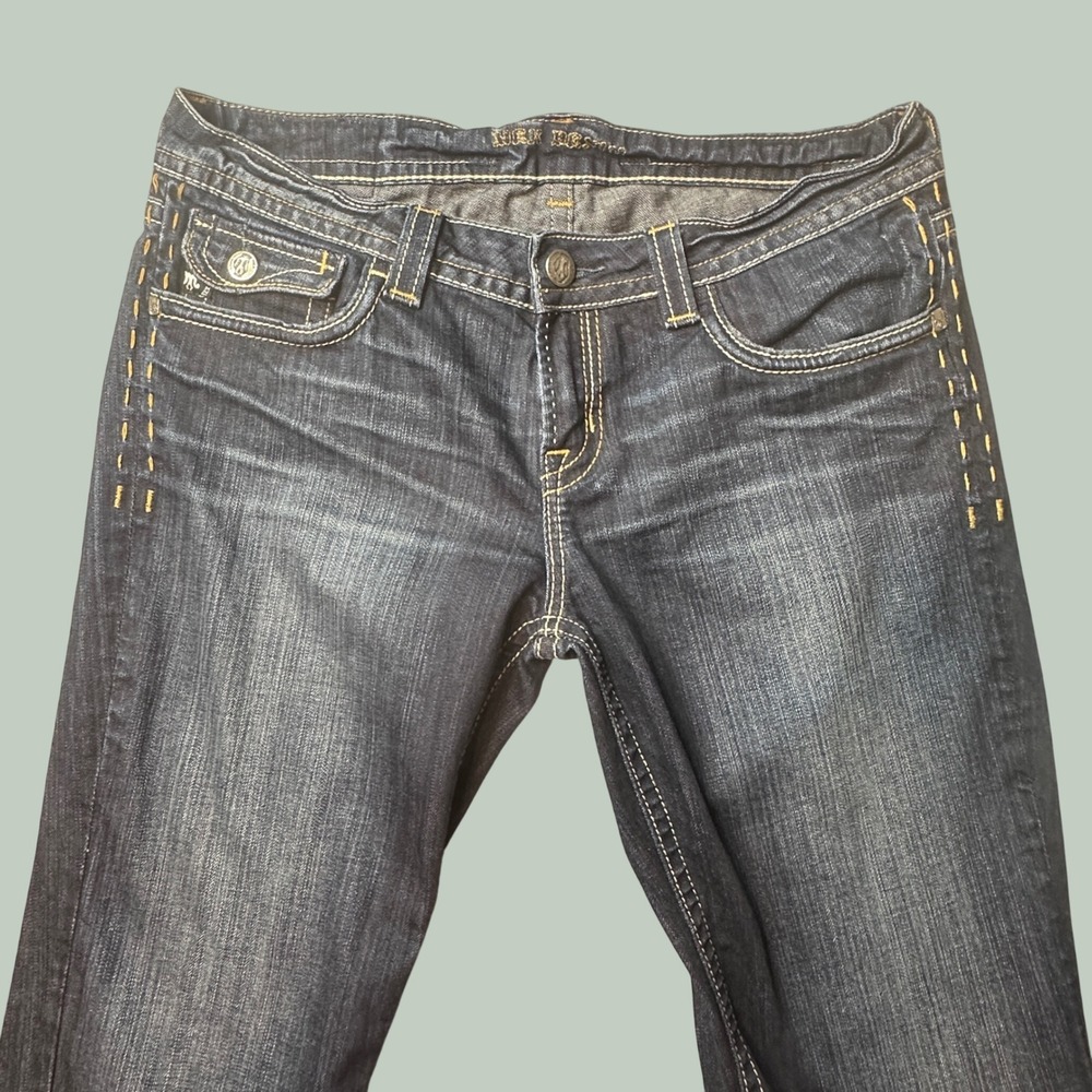 MEK Denim Jeans Womens 33 Avondale Bootcut Dark Blue Thick Stitch WIAVONB2